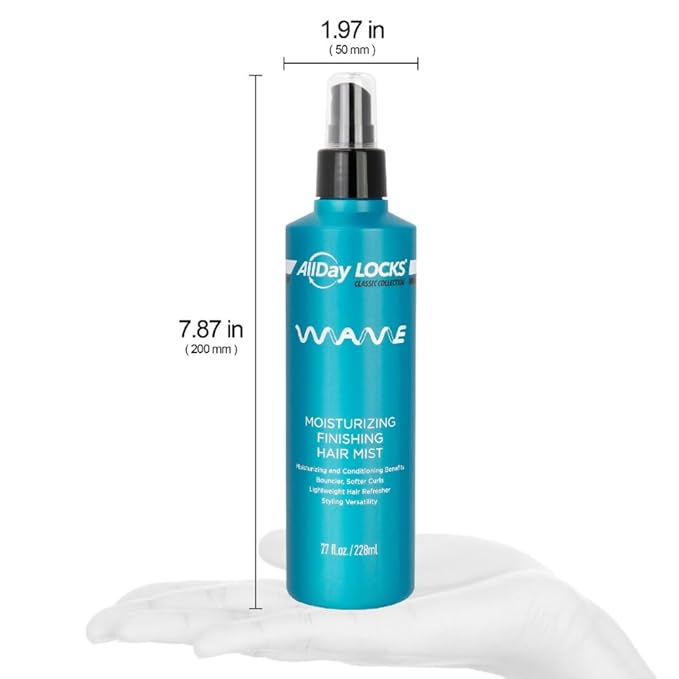AllDay Locks Classic Wave Hair Mist - Curl Enhancing Spray for Women & Men, Lightweight Product for Enhancing & Finishing, Adds Shine, Moisture, and Bounce - 7.7 oz Bottle