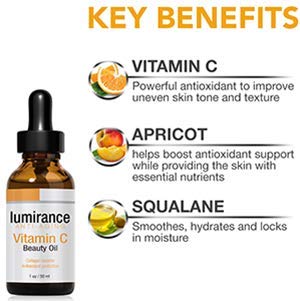Lumirance Anti-Aging Vitamin C Beauty Oil for Face, Increase Collagen Production, Promote Even Complexion, Healthy Glow, Intense Antioxidant Protection for All Skin Types, 30ml/1 fl oz