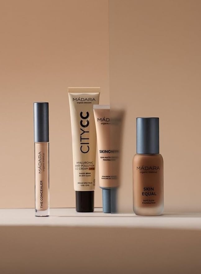 MÁDARA Organic Skincare |SKINONYM Semi-Matte Peptide Foundation, #10 PORCELAIN, 30ml – Natural foundation with collagen-supporting peptides, Semi-matte finish, Buildable coverage, Skincare benefits