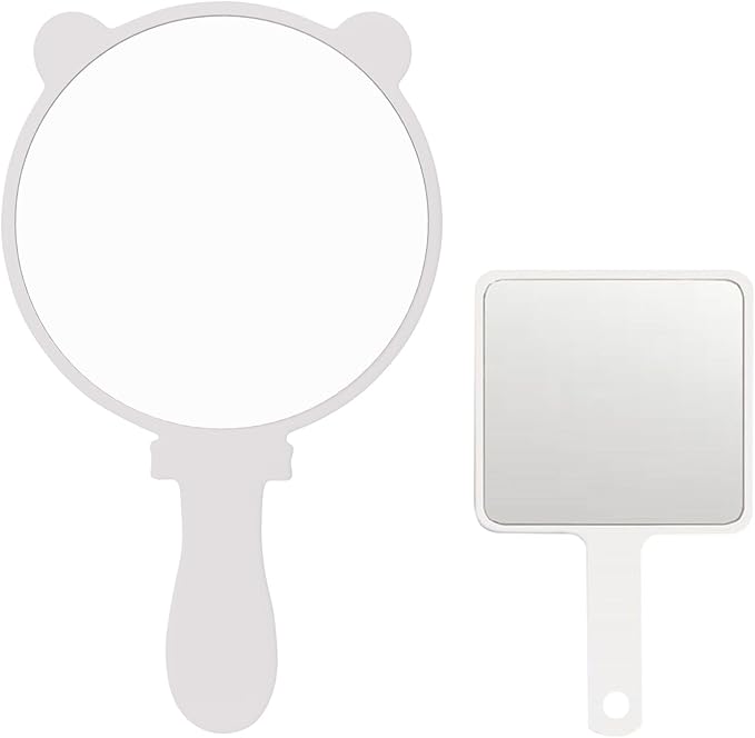 Compact Hand Mirror – High-Definition Glass, Gifts Men or Women Barber Handheld Mirror, Mini Mirror for Personal Purse, Pocket, Travel and Present (White, 5.91" L x 9.84" W (Cat Ears))