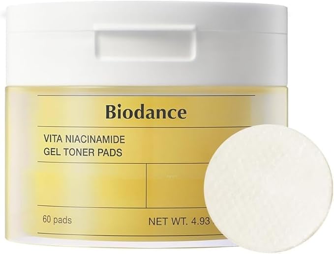 Biodance Vita Niacinamide Gel Toner Pads, Dark Spot Corrector, Evening Skin Tone, Gentle Exfoliating Toner Pads with Vitamin C, Korean Skin Care, Gifts for womenㅣ4.93 fl.oz.(140g)*60Pads