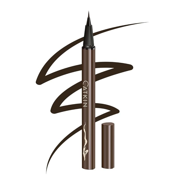 Catkin Liquid Eyeliner Pen Ultra-fine Waterproof Smoothy Stay 24 hrs Long Lasting Quick Drying for Sensitive Eyes Alcohol Free Natural Brown