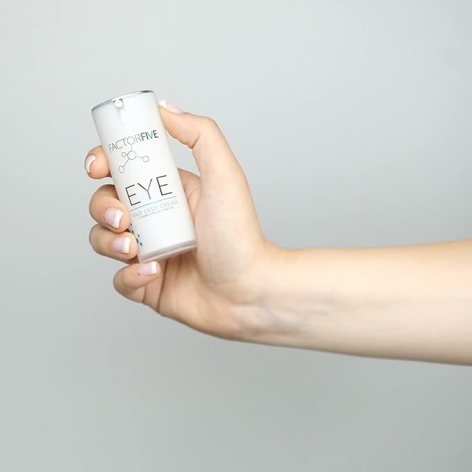 FACTORFIVE Eye and Lash Cream with Human Derived Apidose Stem Cell Growth Factors for Anti-Wrinkle, Collagen Boost, and Acne Scarring Repair, Large Size, 0.5 fl oz/15ml (Eye & Lash Cream)