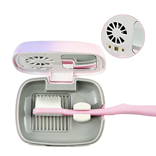 Rechargeable Mini UV Toothbrush Cover with Fan and USB Cord for Travel or Home, Long Battery Life and Improved Case Ventilation for Better Disinfection (Blue)