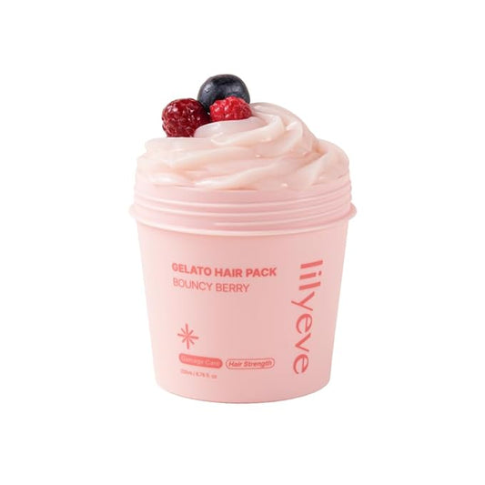 lilyeve REPAIRTURN Gelato Hair Pack, Milk, Egg & Protein for Hair Repair, Hair Mask for Split End Smoothing, Damaged Hair Treatment, Boost Hair Elasticity - Korean Hair Care, Bouncy Berry 6.76 fl.oz