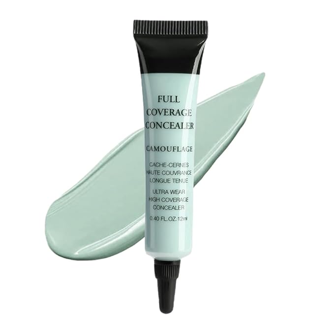 Under Eye Concealer for Women, 24 Hour Green Full Coverage Brightening Concealer for Dark Circles Fine Lines Redness & Discoloration, Waterproof Foundation Color Corrector, 03