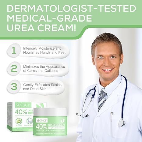 Urea Cream 40 Percent Plus 2% Salicylic Acid, 40% Urea Cream Suitable for Rough and Cracked Skin on Heels Ankles and Knees Deeply Moisturize Exfoliate Soften and Loosen Dry Callused Skin-4.23 Oz(120g)