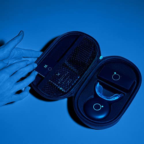 MOON Teeth Whitening Kit, LED Light Teeth Whitener Device, 56 White Strips, USB Charger & Travel Case, Blue Light Whitening Tray Removes Stains & Whitens Up to 12 Shades in 2 Weeks (4 Piece Kit)