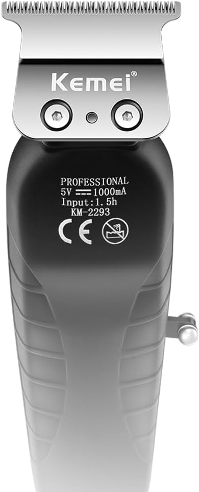 KEMEI 2293 Professional Hair/Beard Trimmer for Men Zero Gapped Hair Clippers for Barber with T Blade, Rechargeable, Cordless