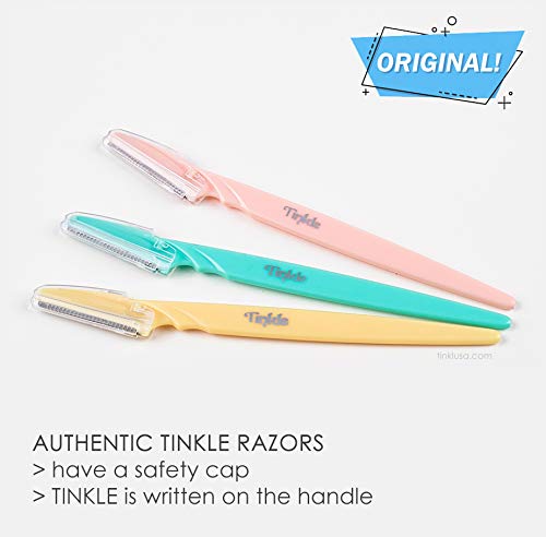 Tinkle Dermaplaning Tool 12ct, Dermaplane Razor for Women, Safe and Easy Peach Fuzz Remover, Eyebrow Trimmer with Protective Cover (4 Packs of 3)