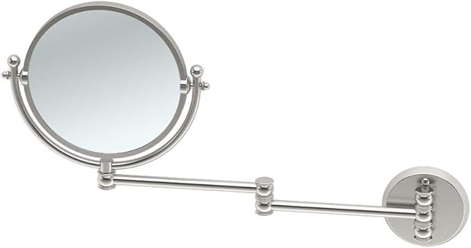 Gatco 1408 Wall Mount Mirror with 14-Inch Swing Arm Extents, Satin Nickel