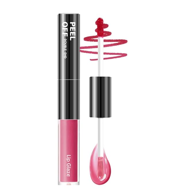 Peel Off Lip Liner & Gloss – Long-Lasting Smudge-Proof Rose Petal Pink Lip Tint & Lip Stain Liner with Hydrating High Shine Gloss for Defined, Fuller Rosy Lips – Waterproof Soft Glam Lip Makeup