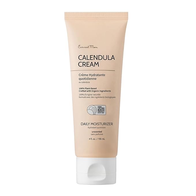 Earnest Mom Calendula Cream | Face Moisturizer for Sensitive, Dry Skin | With Cica & Ceramide for Skin Barrier Repair & Hydration | 100% Plant Based