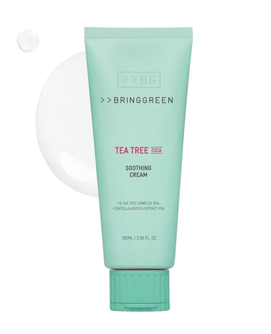 BRING GREEN Tea Tree Cica Soothing Cream Plus 100ml Korean Skin care, calming and soothing, moisturizer for skin, facial cream, trouble care, Blackhead Removing Pore care (Pack of 1)