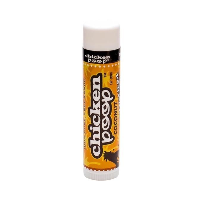 .15 oz. Chicken Poop® COCONUT FLAVOR Lip Junk for Dry, Chapped Lips, SINGLE LIP BALM