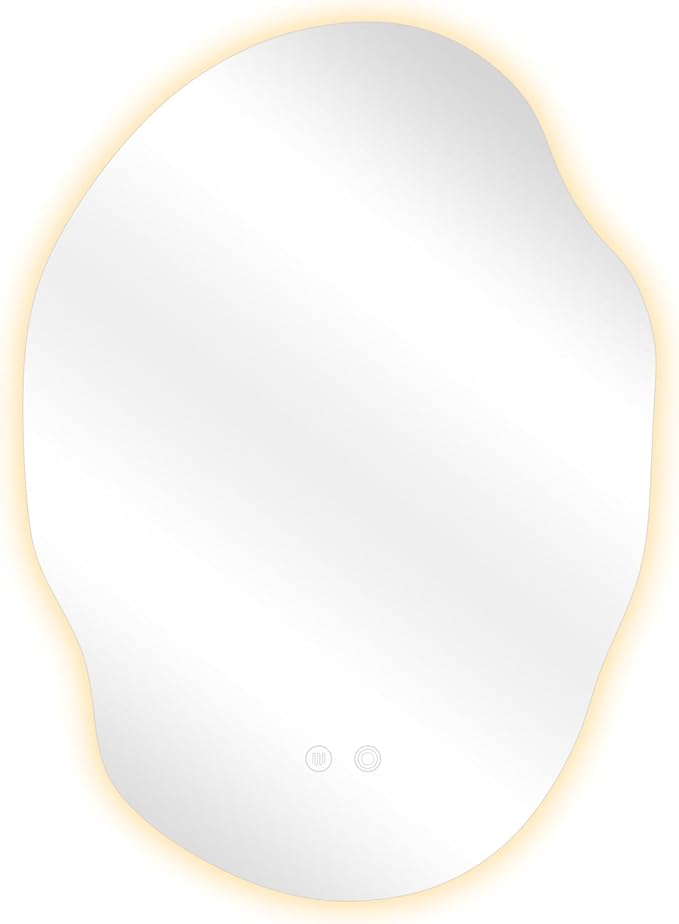 LED Bathroom Mirror with Lights,25x35 in Asymmetrical Led Bathroom Mirror for Wall, Backlit Mirror with Anti-Fog,3 Colors and Dimmable Light,[Horizontal/Vertical]