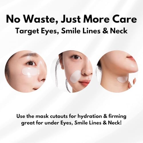 Oh My Pure AntiWrinkle Deep Collagen Hydrogel Korean Face Mask 3 EA, Ultimate Hydration, Glowing Skin, Made in Korea