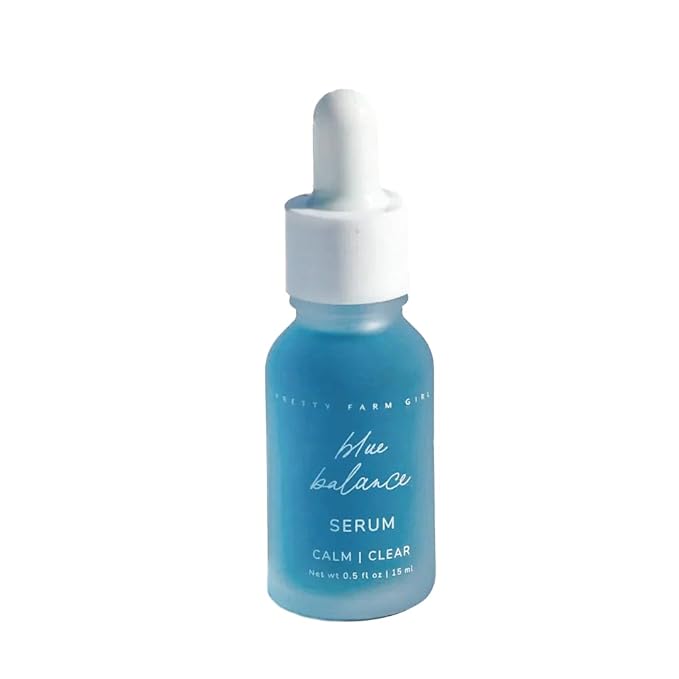 Pretty Farm Girl Blue Balance Serum – Calming Facial Serum with Blue Tansy and Chamomile – Lightweight Hydrating Formula for Redness and Irritation – All Skin Types - 0.5 oz