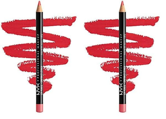 NYX PROFESSIONAL MAKEUP Slim Lip Pencil, Long-Lasting Creamy Lip Liner - Hot Red (Pack of 2)