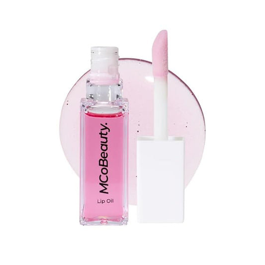 MCoBeauty - Lip Oil Hydrating Treatment - Sheer Rose - Moisturizing Jojoba Oil Lip Gloss - Juicy High-Shine Tinted Lip Glaze for Dry Lips with Doe-Foot Applicator - Cruelty Free Lip Care