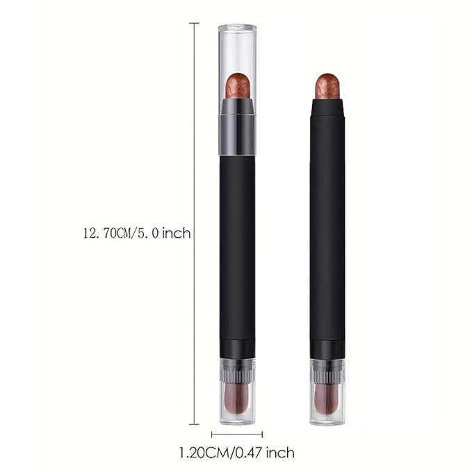 Shimmer Eyeshadow Stick –Rusty Brown Dual-Ended Creamy Pearl Eye Shadow Pencil with Built-In Smudger, Waterproof Long-Lasting High Pigment Eye Makeup for Smooth Glide 07#