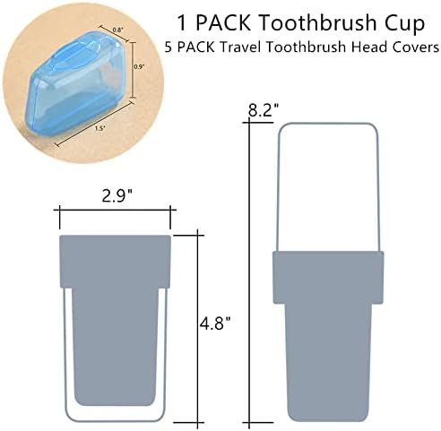 Travel Toothbrush Case with 5 Toothbrush Head Protective Case, Covered Toothbrush Holders for Regular and Electric Toothbrushes (Oral B Philips), Container for Camping School Business Trip Bathroom