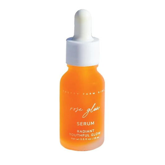 Pretty farm girl Rose Glow Serum - Radiant Youthful Glow - For Anti-Aging, Acne Scars, and Discoloration - Skin Healing - All Skin Types - Facial Use - 0.5 oz