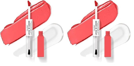 wet n wild Megalast Lock 'N' Shine Lip Color + Gloss Lipstick Shining Hybiscus (Pack of 2)