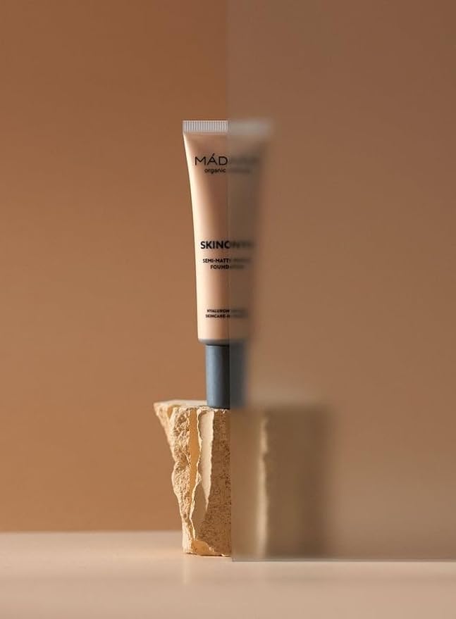 MÁDARA Organic Skincare |SKINONYM Semi-Matte Peptide Foundation, #10 PORCELAIN, 30ml – Natural foundation with collagen-supporting peptides, Semi-matte finish, Buildable coverage, Skincare benefits