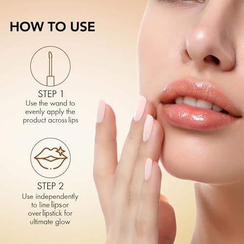 Botanic Hearth Lip Glow Oil With Vanilla Flavor | Moisturizing & Hydrating Lip Gloss Oil For Dry Lips | Transparent Gloss | Lightweight & Non Greasy | 0.2Fl Oz