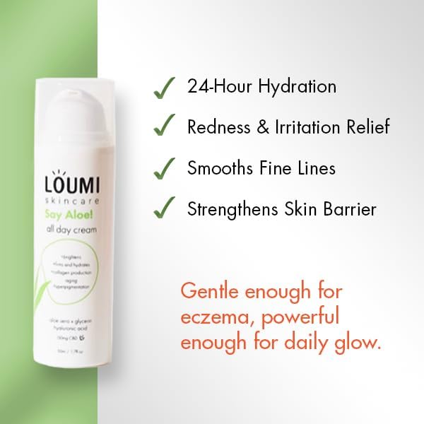 LOUMI Skincare Glow & Aloe Duo Bundle - RoseGlow Moisturizing Face Oil & Say Aloe! All Day Cream - Lightweight Hydrating Face Cream - Aloe Vera, Algae, and Hyaluronic Acid - Made in the US