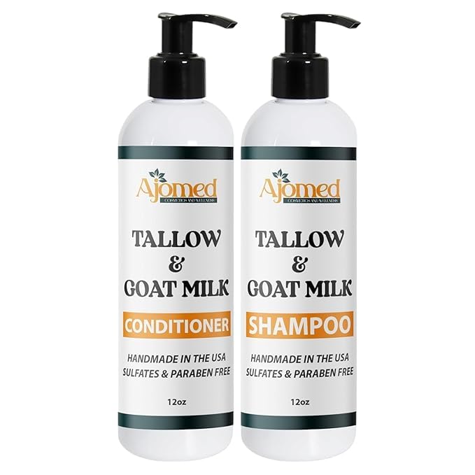 Goat Milk and Tallow Shampoo and Conditioner SET- Sulfate Free, Moisturizing shampoo for Women and Men (Warm patchouli)