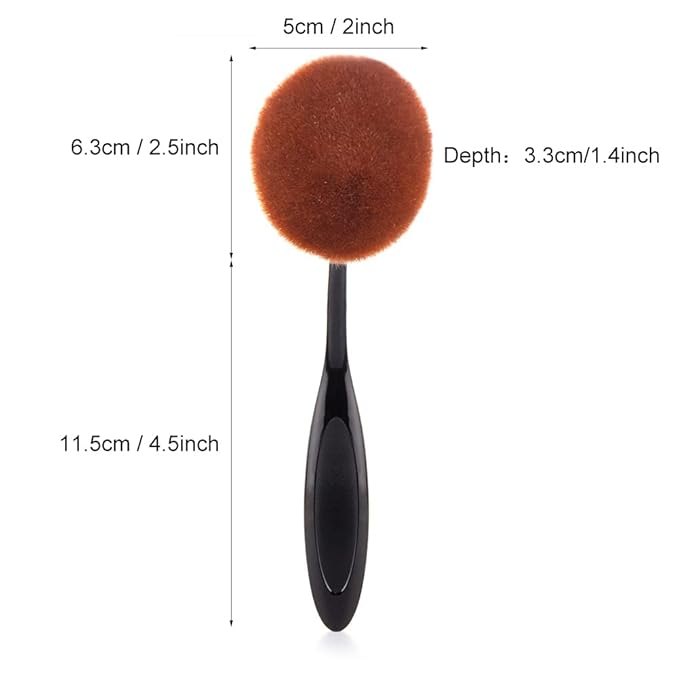 Yoseng Foundation Brush For Liquid Makeup,Oval Black Large Toothbrush makeup brushes Fast Flawless Application Liquid Cream Powder Foundation（pack of 2 ）
