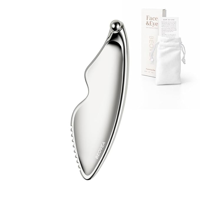 Gua Sha Facial Tools - Guasha Tool for Face and Body, Premium Metal Scraping Massage Tool for Lymphatic Drainage, Skin Rejuvenation, and Relaxation
