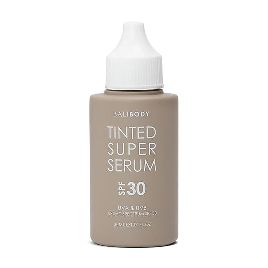 Bali Body Tinted Super Serum SPF30 | Natural Shade Daily Skincare for All Skin Types | Hyaluronic Acid Infused Skin Perfector for Glowing Skin | Vegan, Cruelty Free, Australian Made (30ml/1.01fl oz)