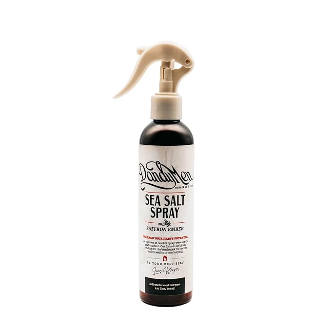 DandyMen Sea Salt Spray for Men – Lightweight Texture, Volume, and Flexible Hold Hair Texture Spray with Epsom Salt & Pro-Vitamin B5 (8.45 oz, Saffron Ember)