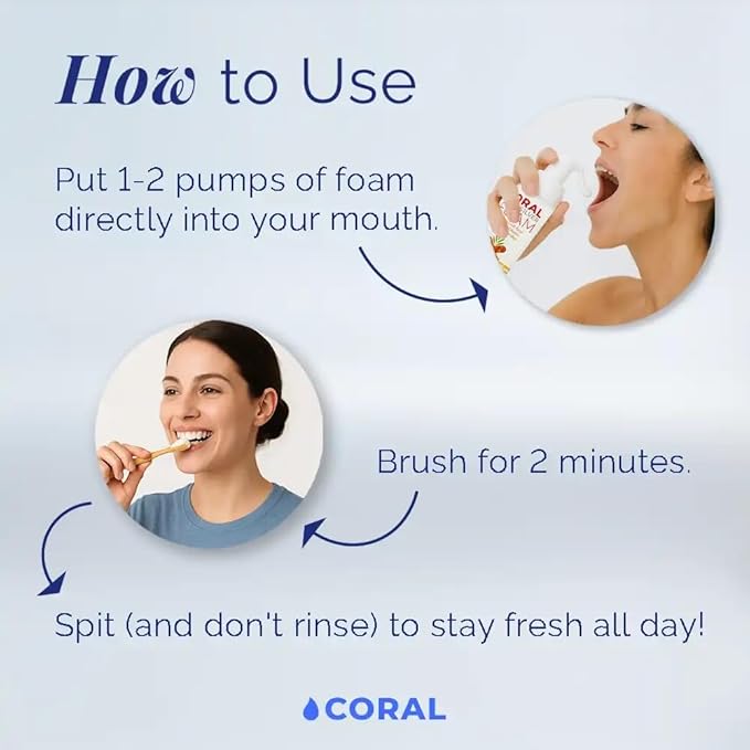 Coral Nano Silver Foaming Toothpaste – Fluoride Free Natural Remineralizing Tooth Foam – Whitening, SLS & Glycerin Free with Xylitol & Coral Calcium – Cinnamon Flavor (4oz, 3-Month Supply)