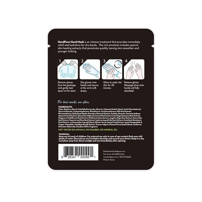 HandPure Hand Repair & Anti-Aging Hand Mask – 20-Minute Moisturizing Gloves for Dry, Cracked Hands, Softens Cuticles, Paraben-Free, With Natural Botanical Ingredients (6 Packs)