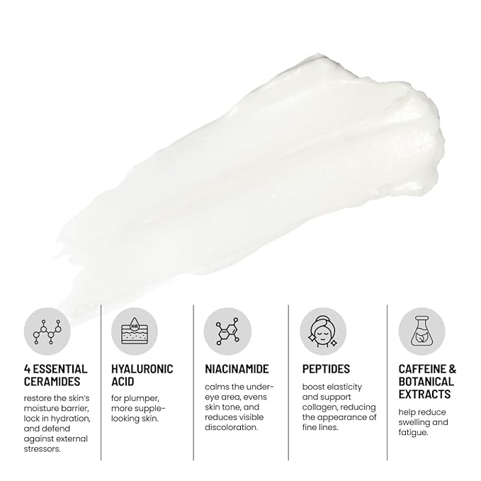 Korean Repair Eye Cream - Restores and Strengthens Delicate Under-Eye Skin - With Ceramides and Caffeine - Reduces Fine Lines, Wrinkles and Puffiness - Fast-Absorbing - Dermatologist-Tested - 15ml