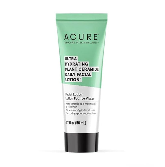 Acure Ultra Hydrating Plant Ceramide Facial Lotion - Morning Face Moisturizer for Deep Hydration, Skin Tone Balance - Made & Extract from Plant Ceramide, Niacinamide & Rice Bran Oil, 1.7 fl oz