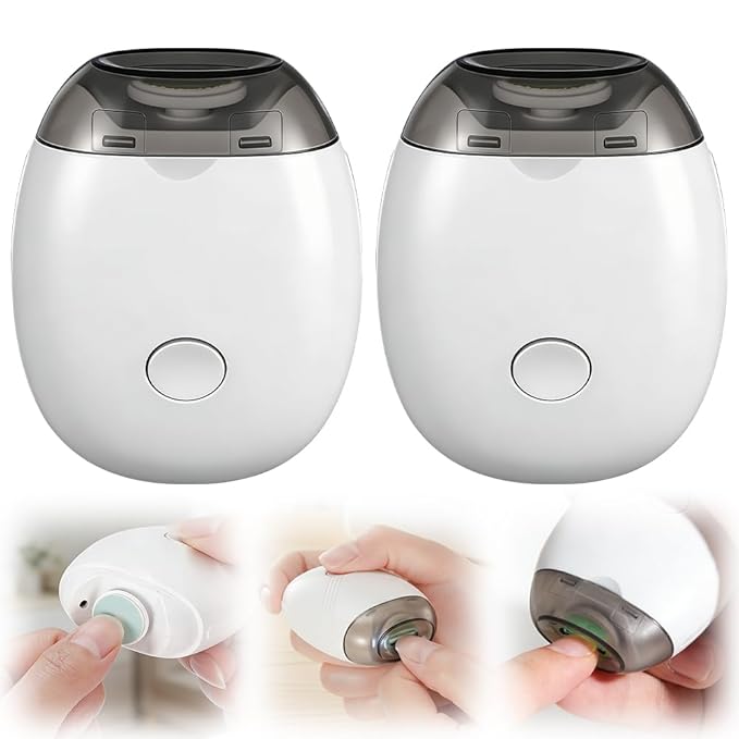 Portable Electric Nail Clipper,Universal Automatic Fingernail Grinder with LED Light and 3 Speeds,360° Silent Auto Fingernail Cutter and Polishing Trimmer for Safe (2 PCS)