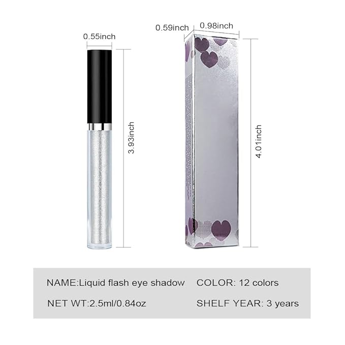SUAKE Liquid Sparkling Glitter Eyeshadow Stick Pack - High Pigment Shimmer Metallic Eye Shadow, Long-Lasting, White Blue Black Gold Purple Bold Colors,Quicking-Dry (1#-White, Pack of 1)