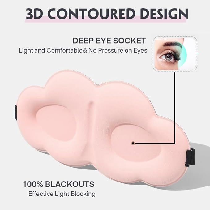 HDSD Custom 3D Sleep Mask with 100% Blackout for Unpressurised Comfort,Washable Eye Cover for Ultimate Relaxation|Excellent for Sleeping,Sleep Eyeshade for Men and Women Memory Foam