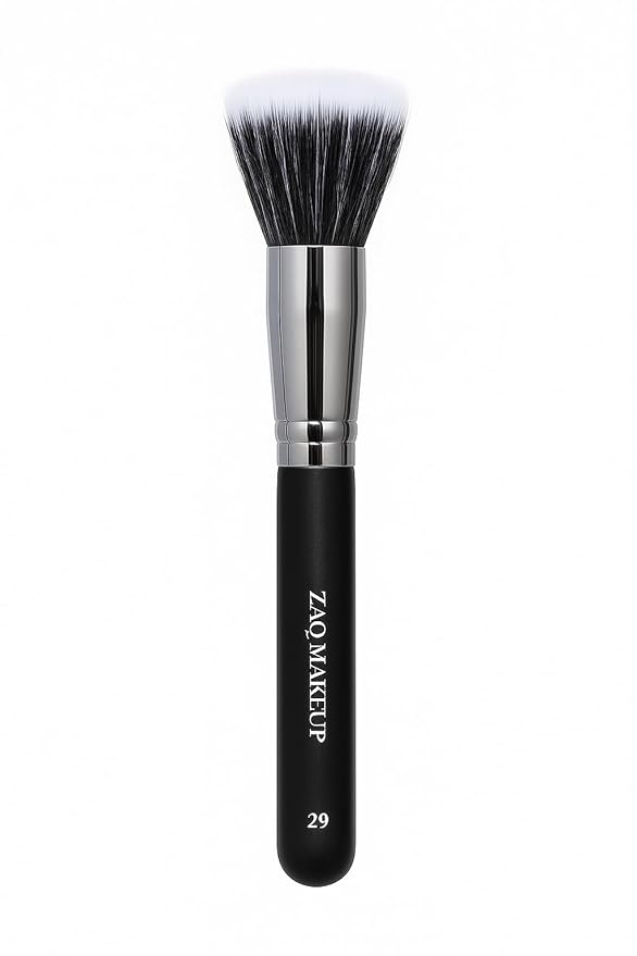 ZAQ Premium Duo Fiber Stippling Brush - The Ultimate Tool for Flawless Liquid Foundation Application, Blending, and Face Makeup
