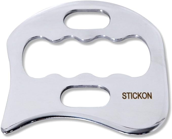 STICKON Stainless Steel Gua Sha Scraping Massage Tool IASTM Tools Great Soft Tissue Mobilization Tool (K Shape)