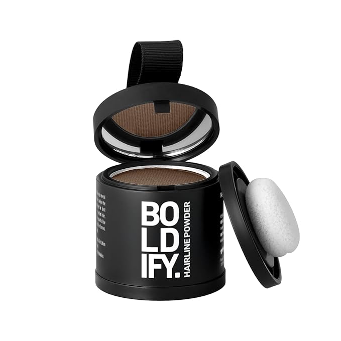 BOLDIFY Hairline Powder (LARGE, 10g) - Root Touch Up Hair Color for Gray Coverage - Bald Spot Concealing Hair Powder for Women & Men - 24-Hour Stain-Proof - Light Brown
