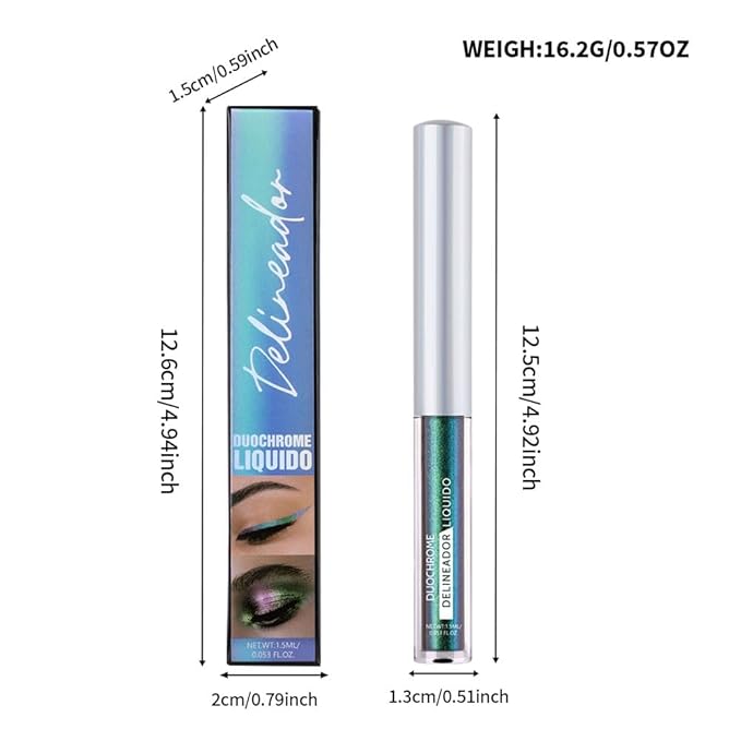 Chameleon Eyeliner Eyeshadow,Green to Teal Shifting Waterproof Eyeliner, Long Lasting High Pigment Glitter Shifting Eyeshadow Eye Makeup, Lridescent Eye liner for Women & Girls 03#
