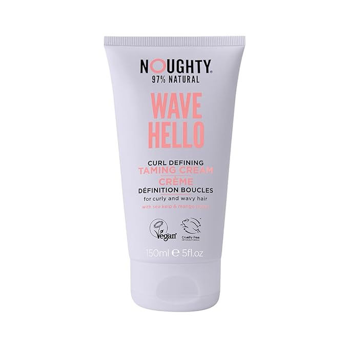 Noughty 97% Natural Wave Hello Curl Taming Cream, Sulfate Free, Vitamin Rich Smoothing Formula for Curly and Wavy Hair, with Sea Kelp and Mango Butter, Vegan Haircare 5fl.oz