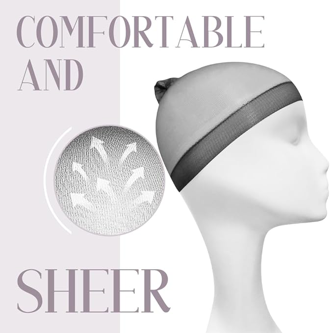 HD Wig Caps for Women, Sheer Wig Caps for Lace Front, Black 24 PCS