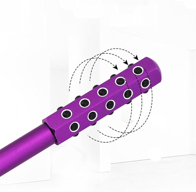 Betypura 30-Stone Facial Roller - Cooling Face & Neck Massager Tool for Skin Rejuvenation | 360° Contouring with Germanium Stones & Aircraft Aluminum | Portable 7.6" Beauty Roller - Purple